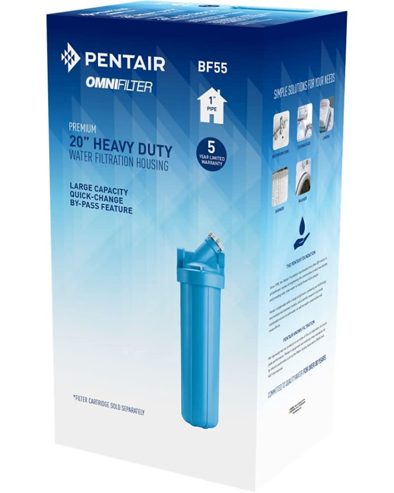 Pentair OMNIFilter BF55 – Carcasa para filtro, carcasa de filtración de agua de alta calidad de 20 pulgadas para toda la casa con bypass integrado,