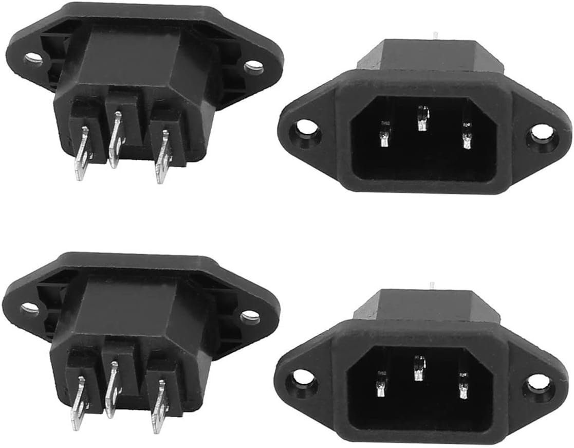 JUNAHAA MXR – Adaptador de enchufe para montaje en panel, 4 unidades, CA 250 V, 10 A, IEC 320 C14, conector de alimentación de enchufe de