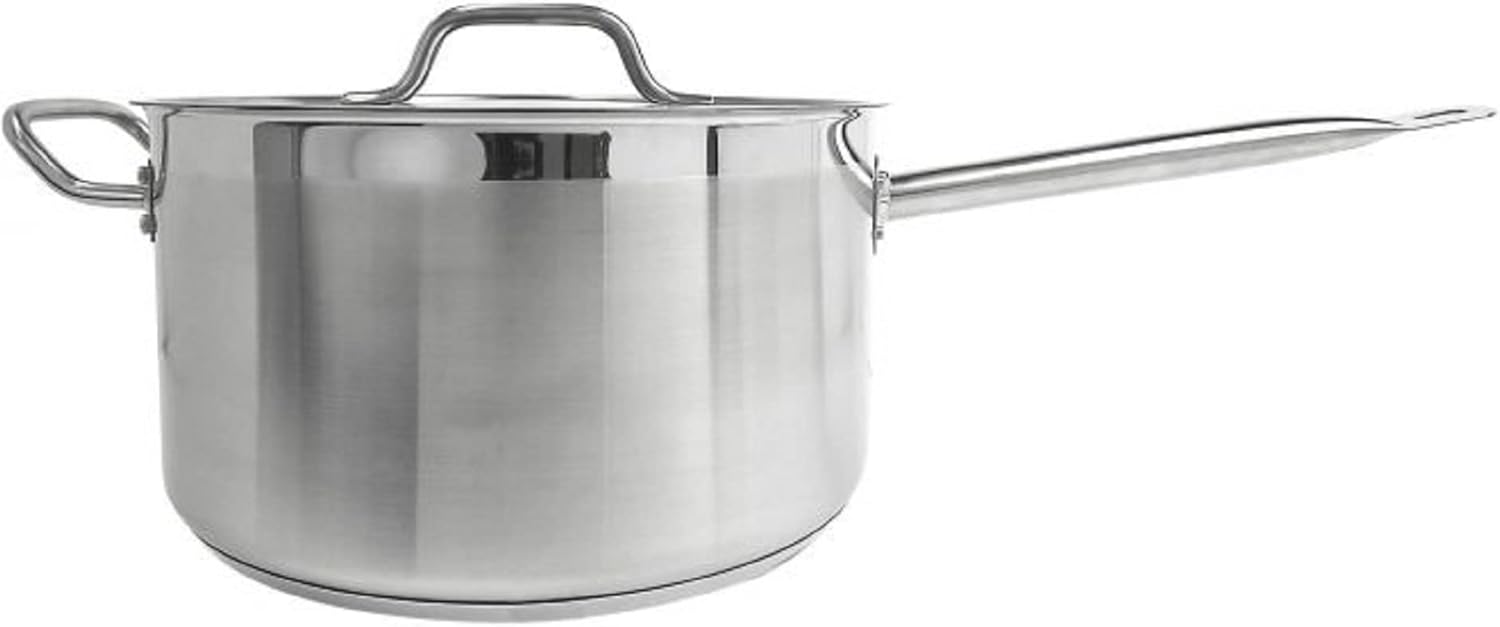 -Cacerola de 10 cuartos de galón con tapa de acero inoxidable – Juego de sartenes multiusos para uso en el hogar, cocina o restaurante, sartén de
