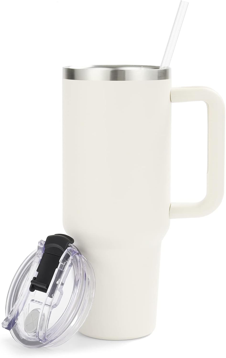 SOOZELEN – Vaso de 40 onzas con asa y tapa con popote, taza de viaje aislada, doble pared mantiene las bebidas frías y el calor durante mucho tiempo