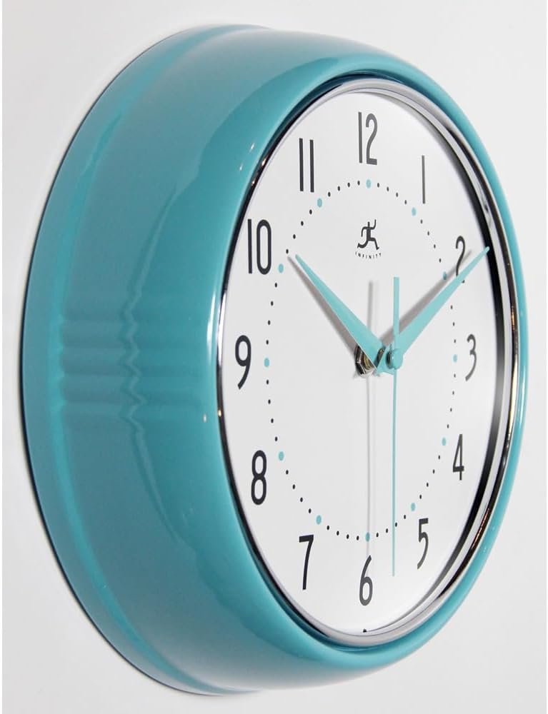 Reloj de pared decorativo estilo retro, 9 pulgadas silencioso, para cocina o comedor, estilo moderno de mediados de siglo
