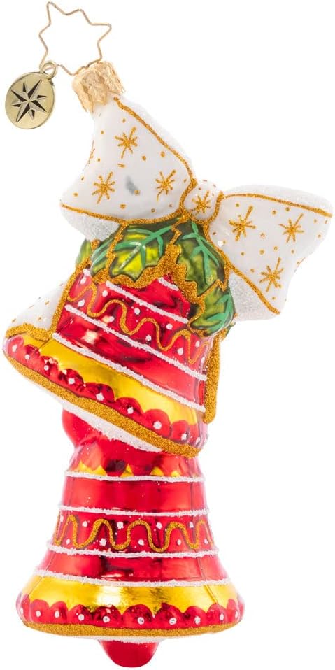 Christopher Radko Adorno decorativo de cristal europeo hecho a mano, campanas de Navidad clásicas