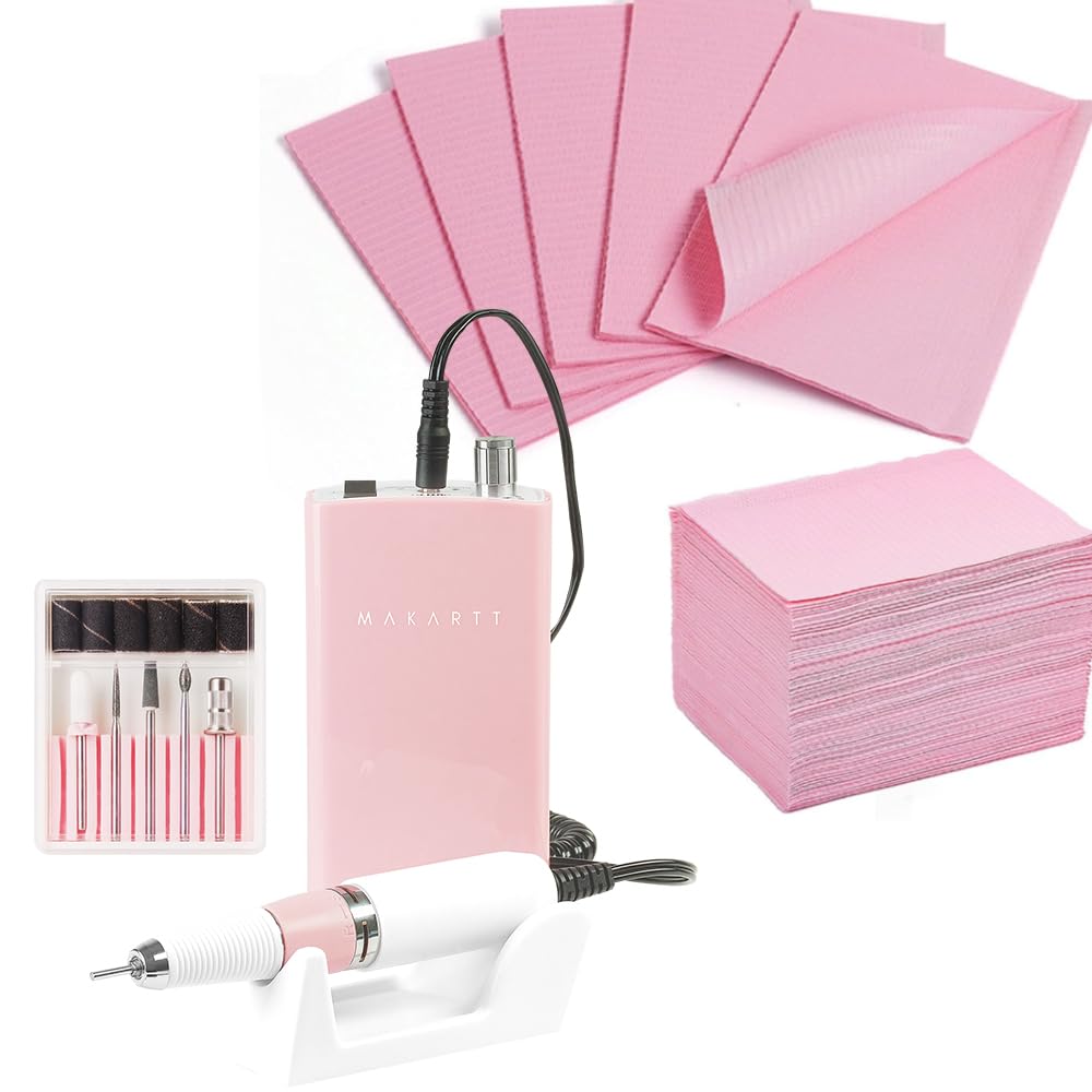 Makartt Taladro de uñas recargable de 30000 rpm, portátil, eléctrico E File Malory, removedor de esmalte de uñas acrílico, paquete con tapetes de