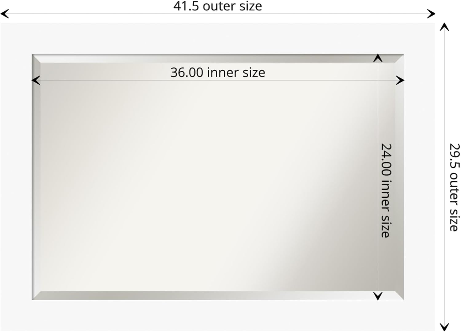 Amanti Art Espejo de baño de madera, espejo de pared blanco básico para usar como espejo de tocador de baño sobre el fregadero (29.5 x 41.5