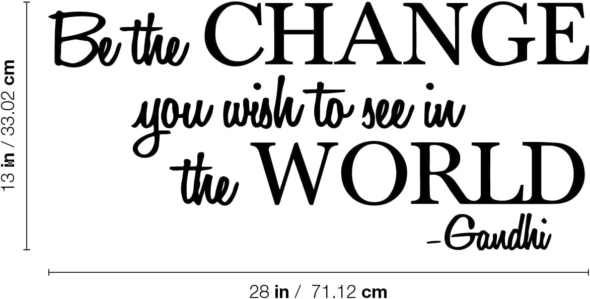 Aurabeam Calcomanía de vinilo para pared, con frase inspiradora de Gandhi, 13 x 28 pulgadas, decoración artística de pared para sala de estar,