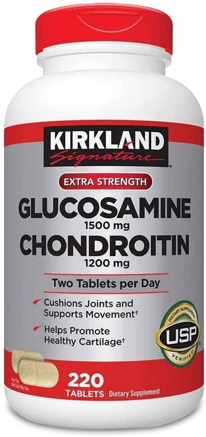 Kirkland -Signature – Glucosamina extra fuerte 1500 mgcondroitina 1200 mg, 220 unidades, soporta amortiguación articular, nutre el tejido articular