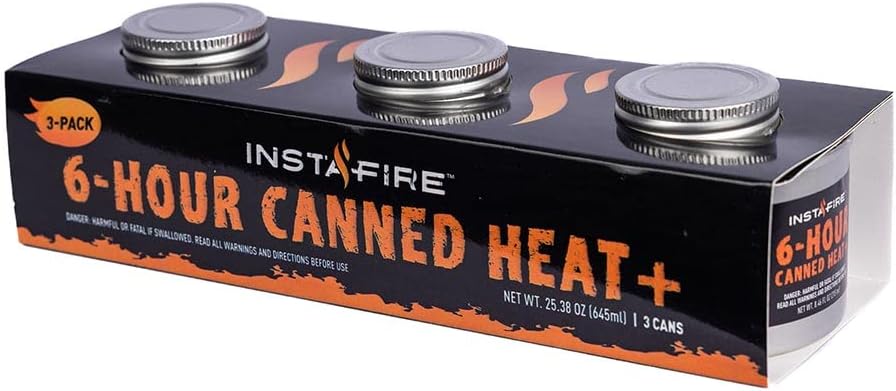Calor enlatado+ y combustible de cocción (paquete de 3) (rozaduras, compacto, fuera de la red, emergencia)
