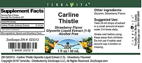 Carlina raíz glycerite Extracto de líquido (1 5)  Sabor Fresa (1 oz, Zin 523312), 1