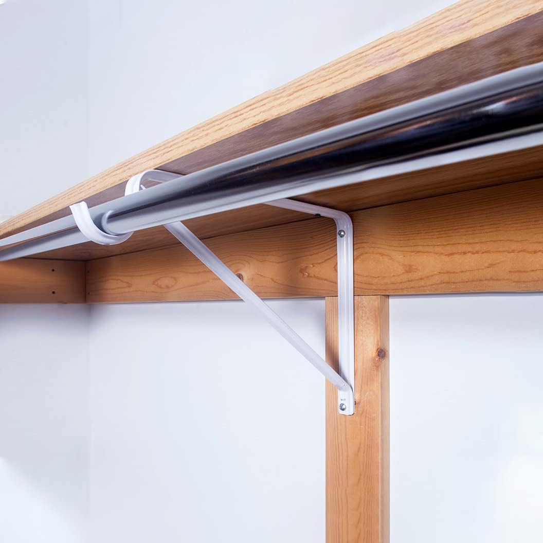 Design House 182725 Soporte clásico para barra de estante para armario, lavandería, baño, dormitorio, garaje o cobertizo, paquete de 3, blanco, 3