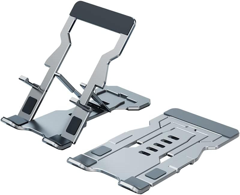 Soporte para teléfono celular, totalmente plegable, soporte de teléfono de aluminio con almohadilla antideslizante antiarañazos, soporte portátil