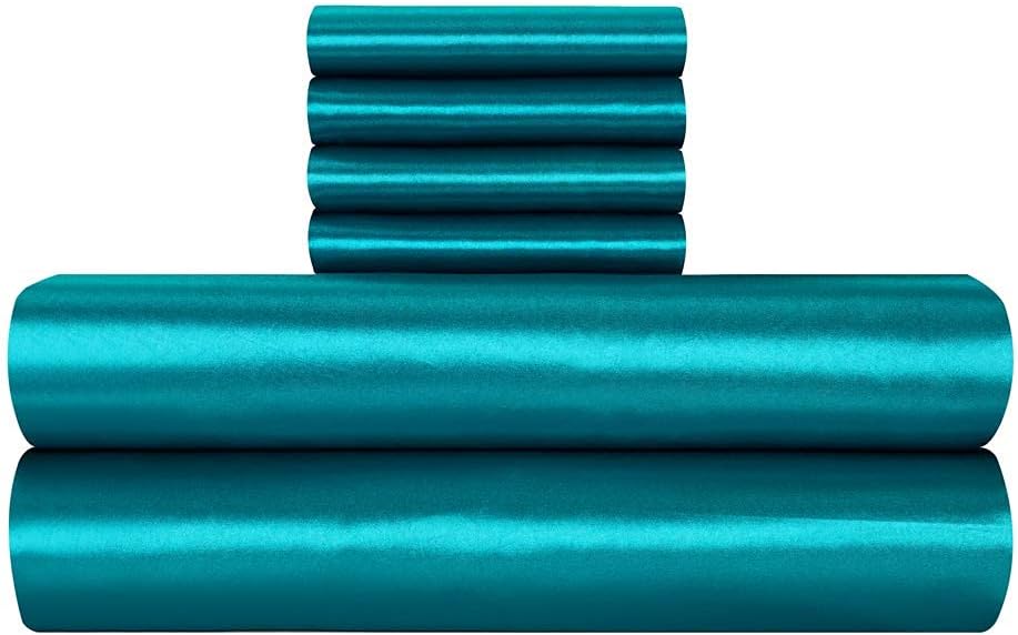 Funda de edredón AiMay de satén, jacquard de seda 100 % de lujo, microfibra súper suave con cierre zipper, color de moda con elegante patrón plateado