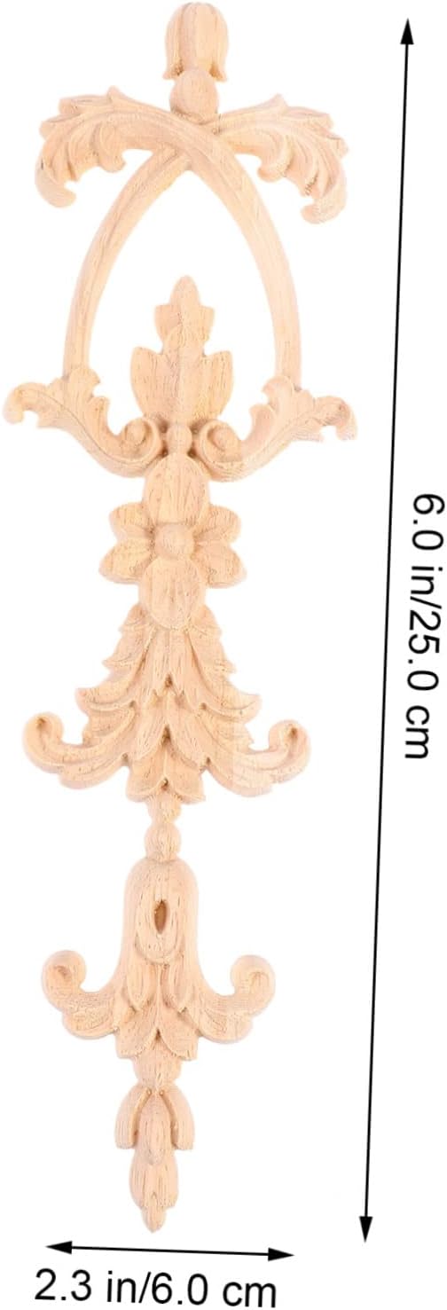 Garneck Arte de la puerta Apliques de madera 2 unids Decoración del gabinete de madera Gabinete de madera grano 3D Armario Floral Onlay