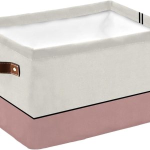 Cesta de almacenamiento geométrica rosa para organizar estantes, cajas de almacenamiento plegables con asa, bloque de color beige moderno, líneas Cesta de almacenamiento geométrica rosa para organizar estantes, cajas de almacenamiento plegables con asa, bloque de color beige moderno, líneas