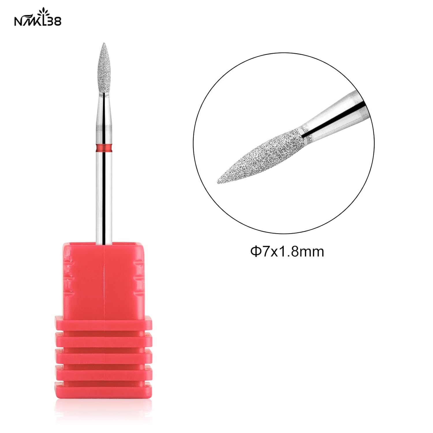 NMKL38 Broca para cutícula de diamante en forma de llama para manicura profesional para preparación de uñas 332 vástago broca (240-021R)
