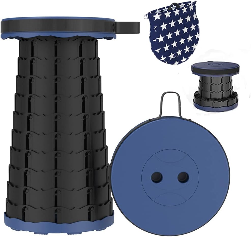 Taburete telescópico plegable portátil, taburete retráctil con mochila, taburetes de campamento resistentes y ligeros, para senderismo al aire