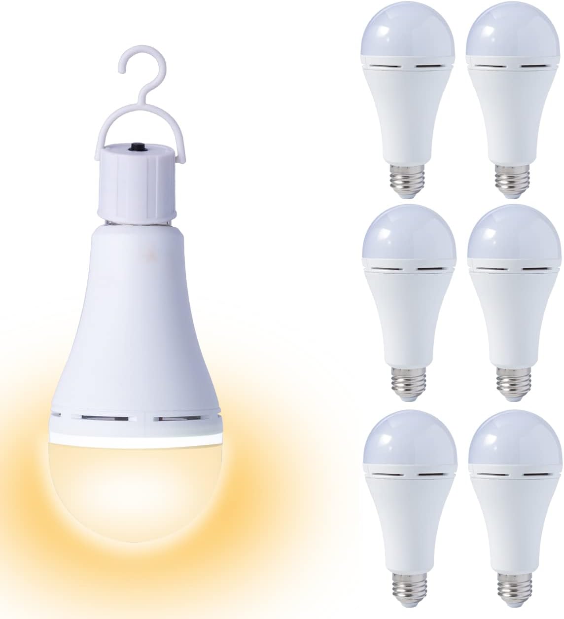 Bombillas LED recargables A21 de 9 W (equivalente a 60 W), blanco cálido, 3000 K, luz de emergencia multifunción para batería de reserva para cortes