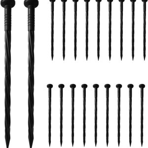 Estacas de anclaje de jardín con estacas de plástico para bordes en espiral, barreras de malezas, césped, tienda de campaña, 50 piezas Estacas de anclaje de jardín con estacas de plástico para bordes en espiral, barreras de malezas, césped, tienda de campaña, 50 piezas