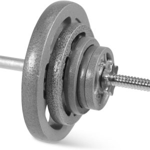 WF Athletic Supply Juego de pesas de mancuernas ajustables con rizo EZ moleteado cromado de 1 pulgada o mango de barra recta, entrenamiento de WF Athletic Supply Juego de pesas de mancuernas ajustables con rizo EZ moleteado cromado de 1 pulgada o mango de barra recta, entrenamiento de