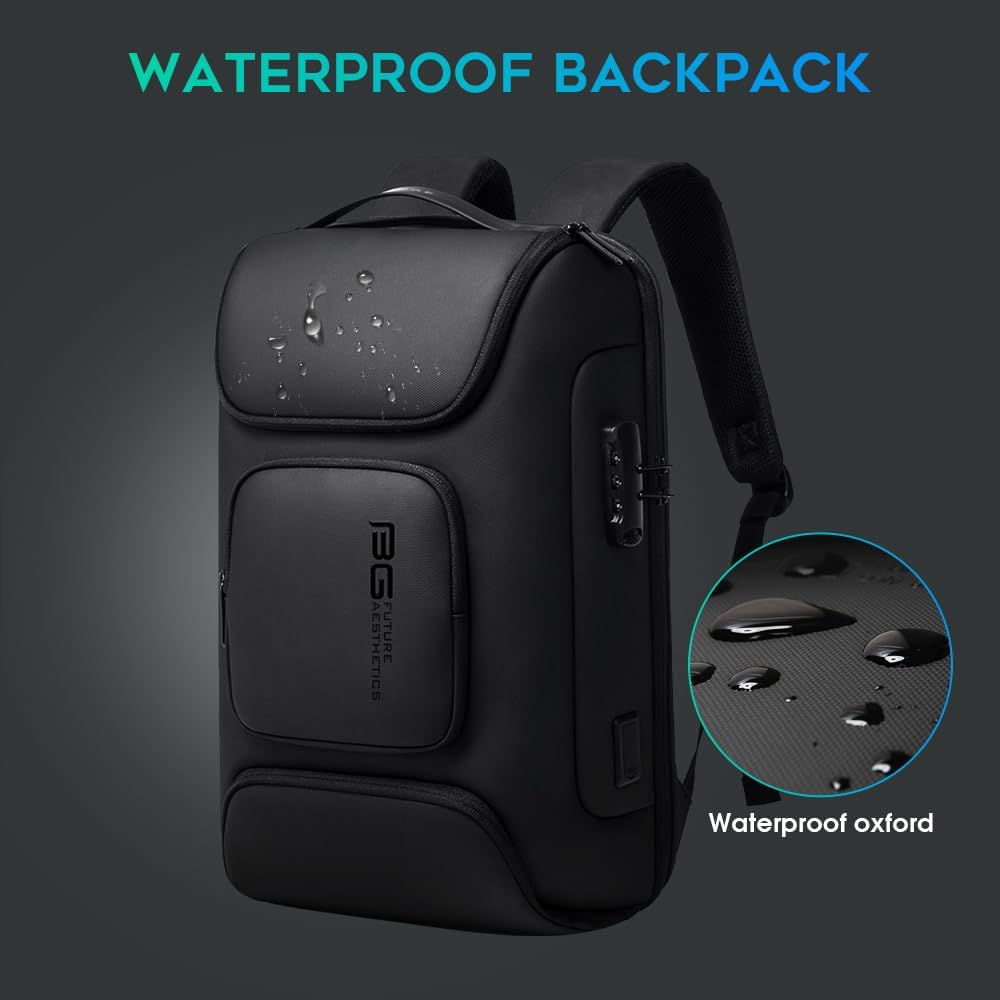 BANGE Mochila antirrobo con puerto de carga USB, mochila de negocios ligera para hombres y mujeres.., Negro (más), Computadora portátil