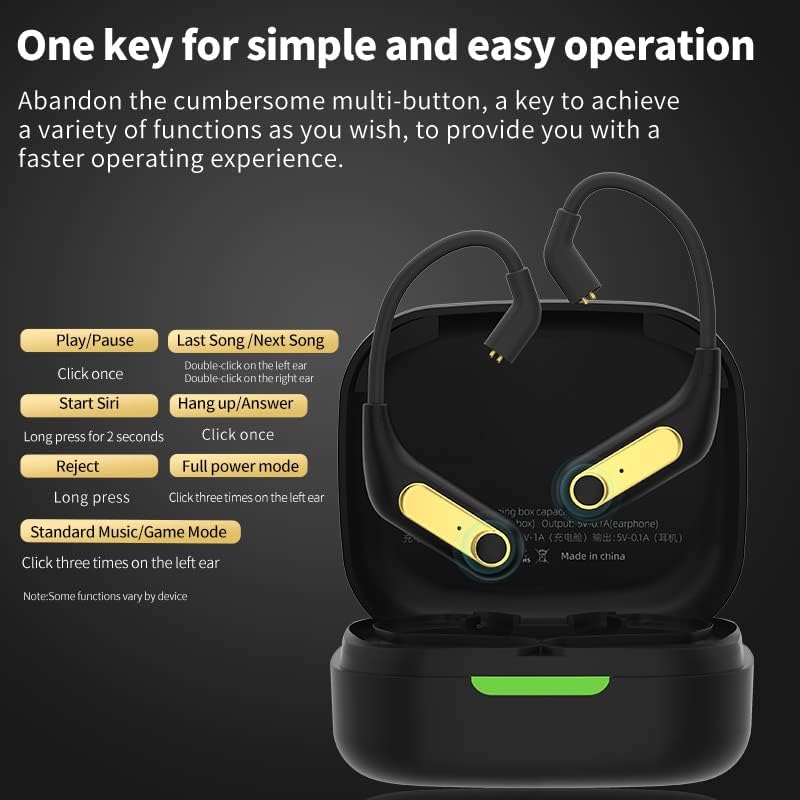 Linsoul KZ AZ15 – Gancho inalámbrico Bluetooth 5.2 mejorado con estuche de carga para auriculares IEMs, batería de larga duración, operación con un