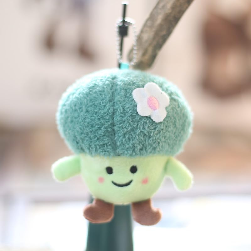 XICHEN 5 piezas de juguete de peluche vegetal decoración colgante llavero muñeca pequeña (colbrócolimaízcebolletabrotes de bambú)