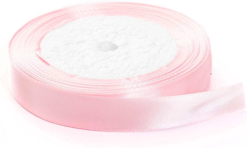 Cinta de tela de satén de color sólido para manualidades, envoltura de regalos, lazo para el pelo, decoración de bodas… (rosa, 34 pulgadas x 25