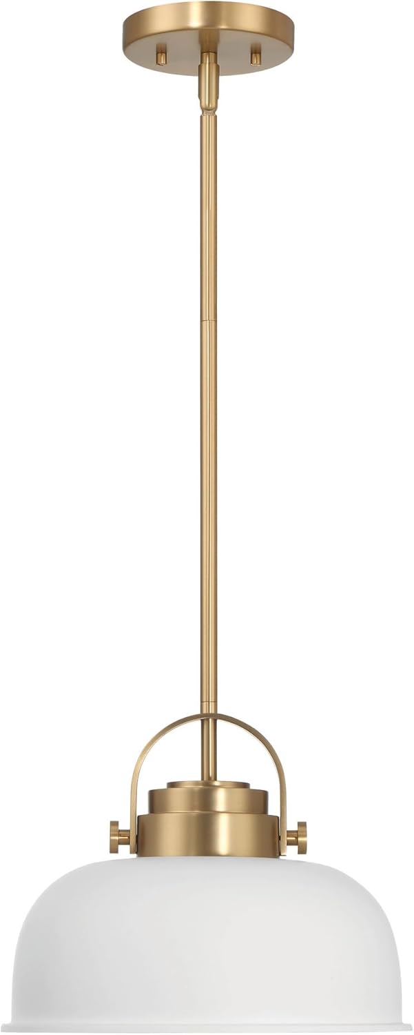Robert Stevenson Lighting Arte – Lámpara de techo industrial de 2 tonos de metal, blanco y dorado