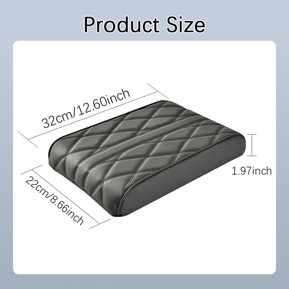 Jsorum Almohadilla de cuero para reposabrazos de automóvil, funda de cuero de espuma viscoelástica, funda de cuero sintético para reposabrazos de