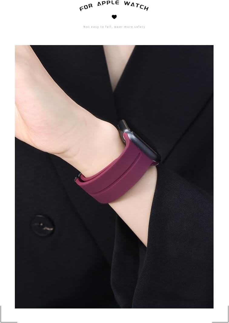 Correa magnética compatible con Apple Watch Band de 1.496 in 1.575 in 1.614 in 1.654 in 1.732 in 1.772 in 1.929 in, correa deportiva de silicona