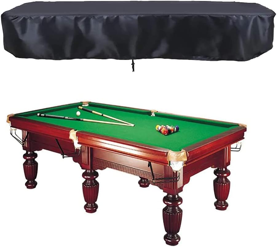 Huhebne – Mantel para mesa de billar de 8 pies con cordón duradero, impermeable, para mesa rectangular, color negro