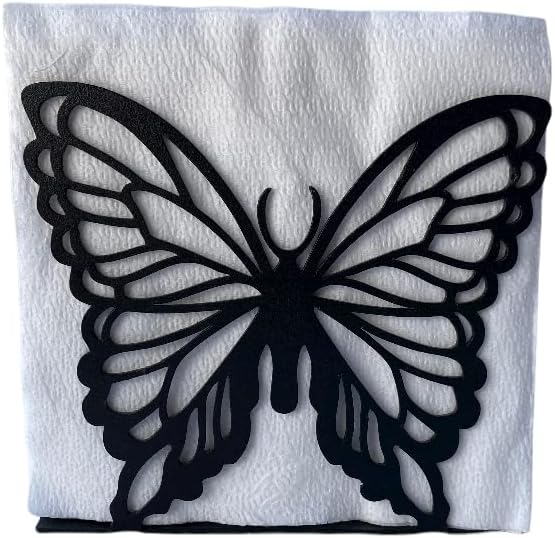 Servilletero negro para mesa, servilletero con diseño de mariposa, dispensador de pañuelos para encimeras de cocina, mesa de comedor y picnic,