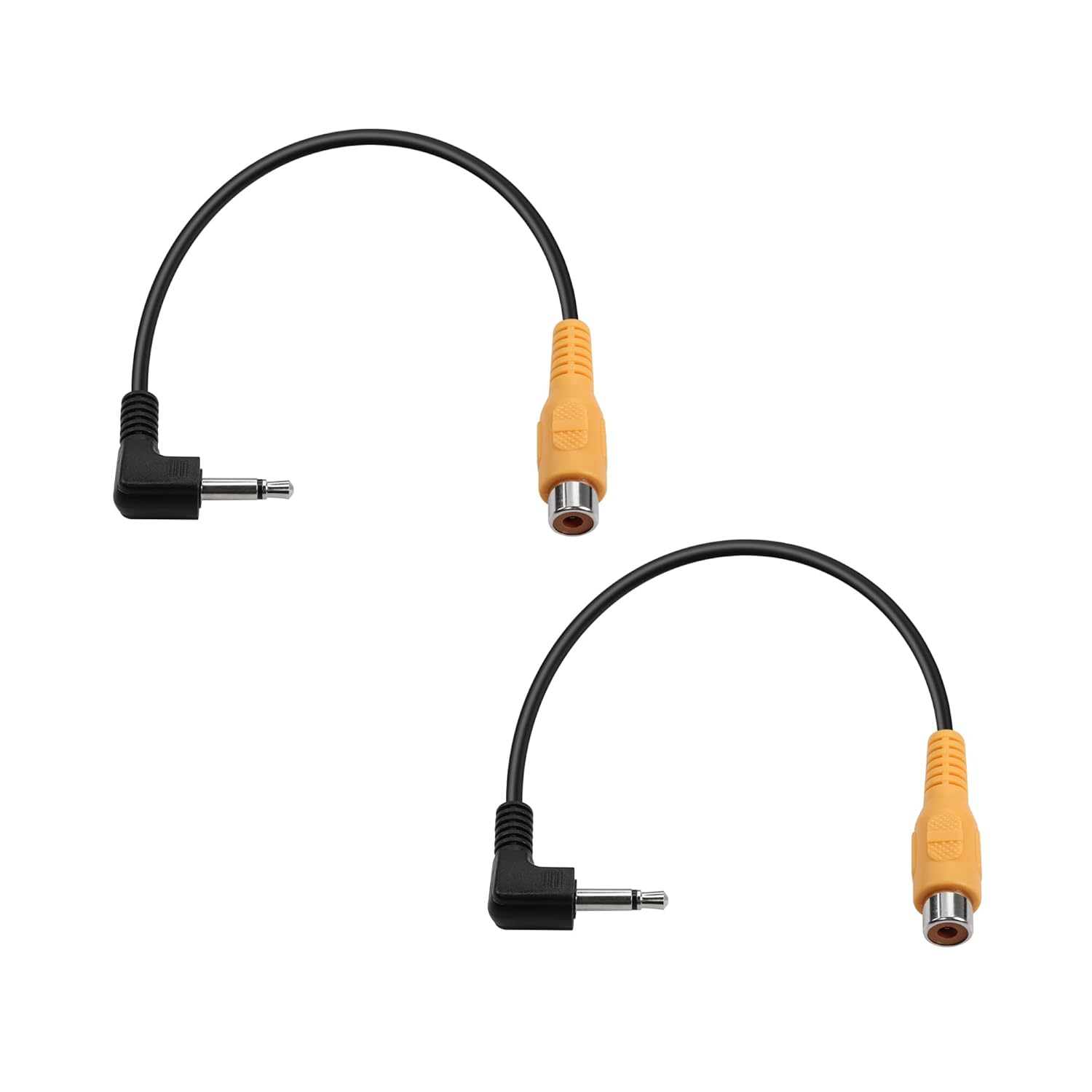 PNGKNYOCN Cable corto TS a RCA de 18 pulgadas, paquete de 2 conectores macho mono de 0.138 in en ángulo recto a RCA hembra adaptador de audio para