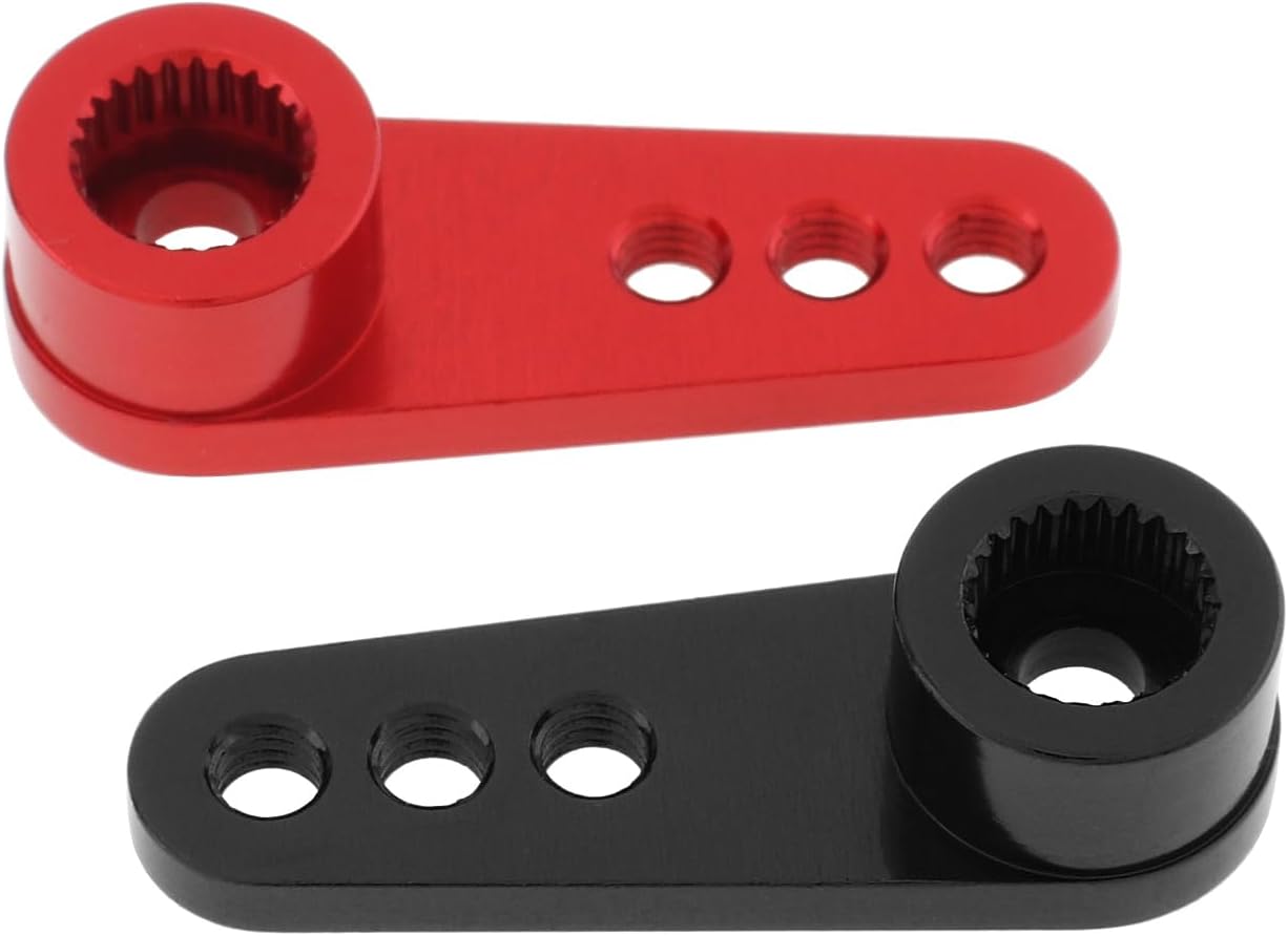 Paquete de 2 brazos de dirección de metal 25T servo bocina M3 hilos compatibles con modelos RCcoche camión buggy (negro)