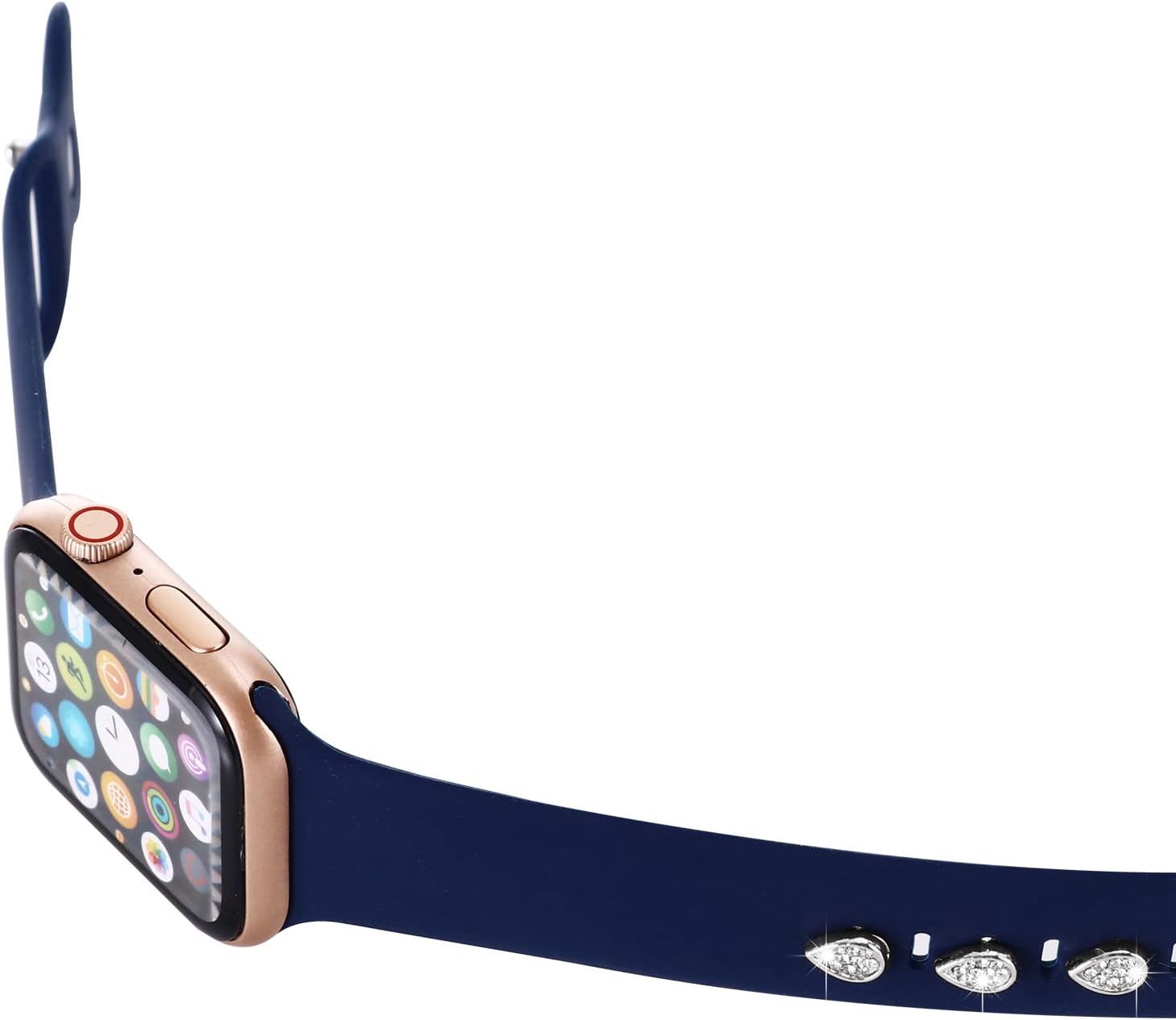 3 piezas de clavos decorativos de metal brillante compatibles con Apple Watch Band 45444241401.496 in bandas de silicona para mujeres iWatch Series