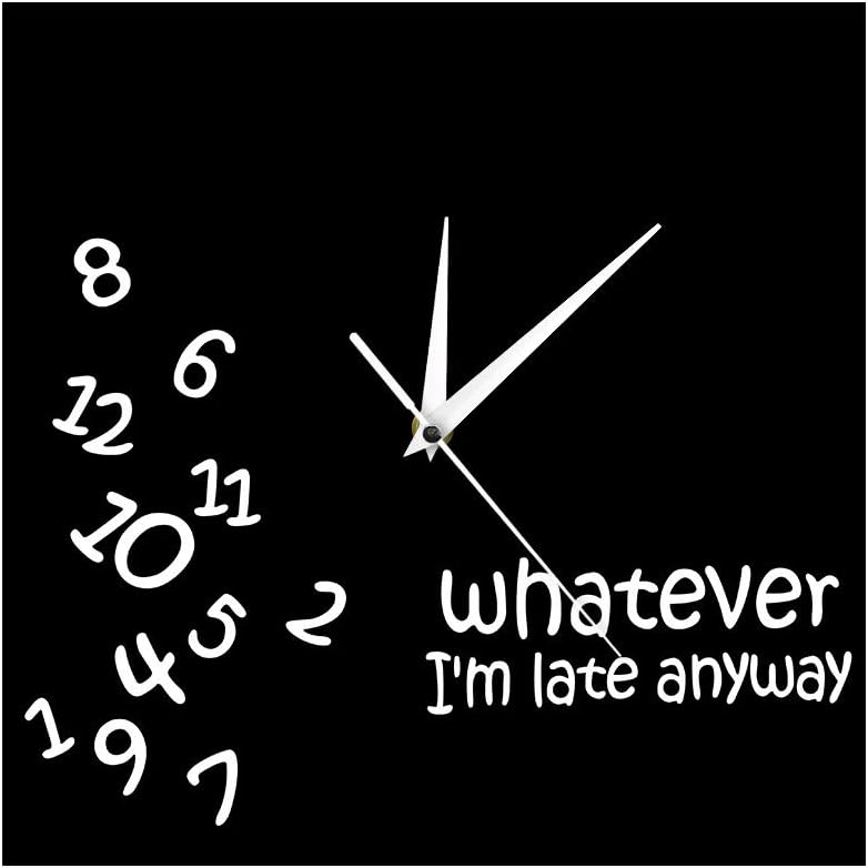 Whatever I’m Late Anyway – Reloj de pared cuadrado con números revueltos, divertido, moderno, silencioso, sin tictac, reloj de pared colgante para