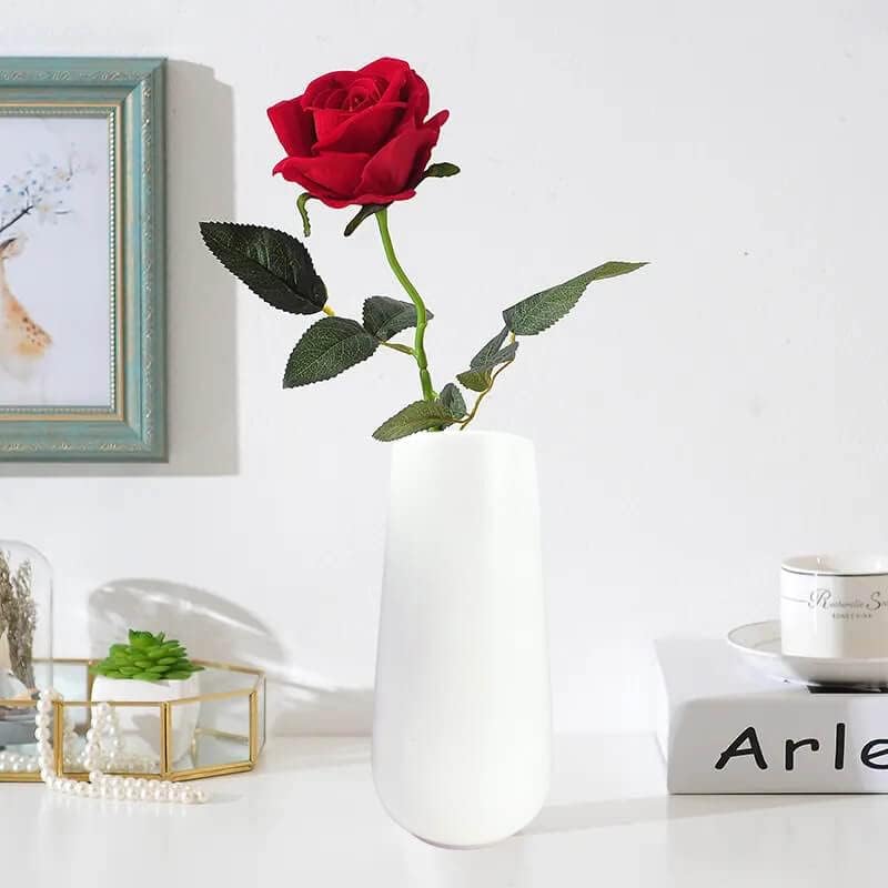 Jarrón de cerámica blanco mate de 8 pulgadas para flores, jarrones de granja para flores, decoración moderna y bohemia para habitación, jarrones de