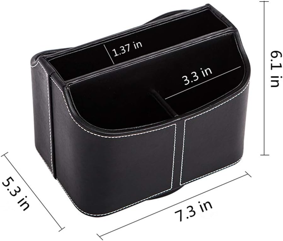 Soporte de cuero de PU para control remoto de 360 grados, organizador de escritorio giratorio para mandos a distancia, guía de TV, correo,