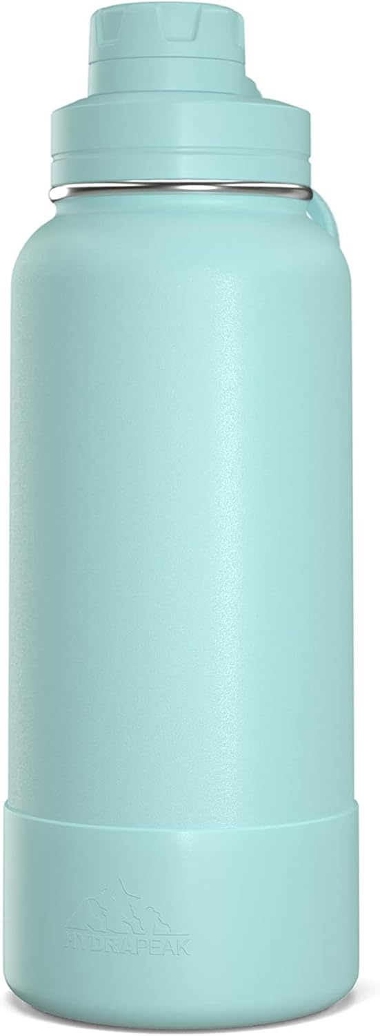 Hydrapeak Botella de agua deportiva de 32 onzas con aislamiento y tapa para beber, botellas de agua de acero inoxidable de alta calidad, a prueba de