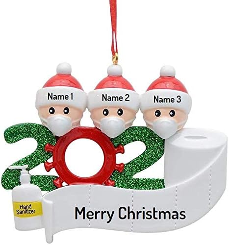 XYZ Juego de 3 adornos de Navidad personalizados para celebraciones de cuarentena, adornos colgantes decorativos personalizados para decoración del