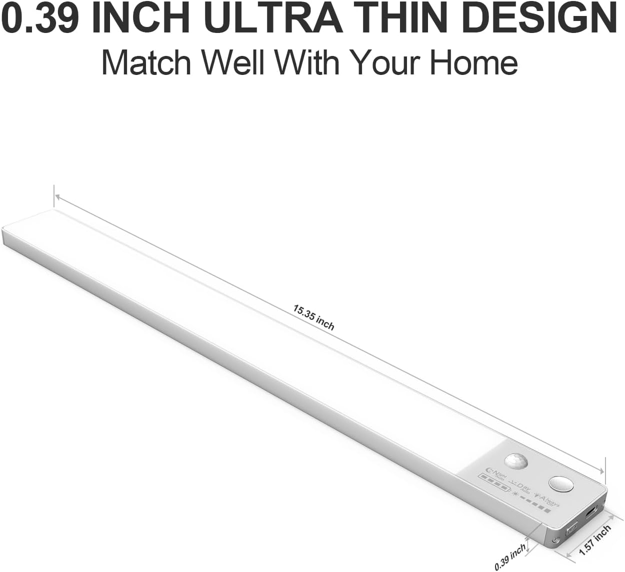 Luces recargables de 3000 mAh para debajo del gabinete, 15.3 pulgadas, 72 luces LED con sensor de movimiento para interiores, luz magnética