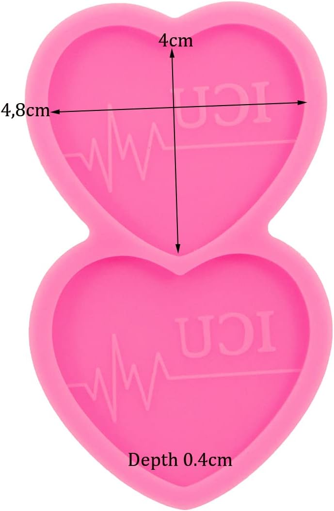 Heartbeat – Molde de resina de silicona con forma de latido de corazón de 2 cavidades, molde de carrete de insignia, molde de resina para exposición