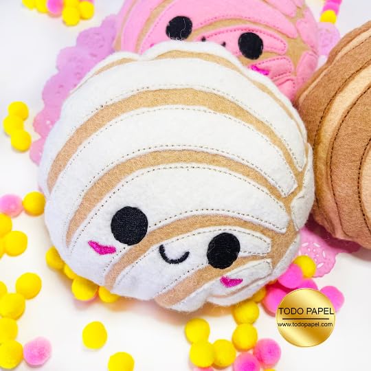Kawaii Handmade Conchas mini Plushies, Pretend Play Food Mexican pan dulce Choose from Strawberry, Chocolate, Vanilla. Felt Eco friendly play