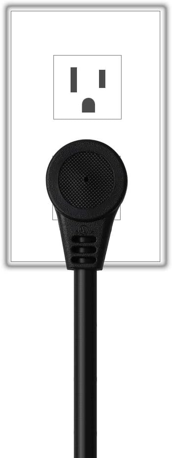 Cable adaptador de enchufe de ángulo recto (ángulo abajo) de 15 amperios a 20 amperios, con certificación UL, 14 AWG (1 pie), NEMA 5-15P a 5-1520R