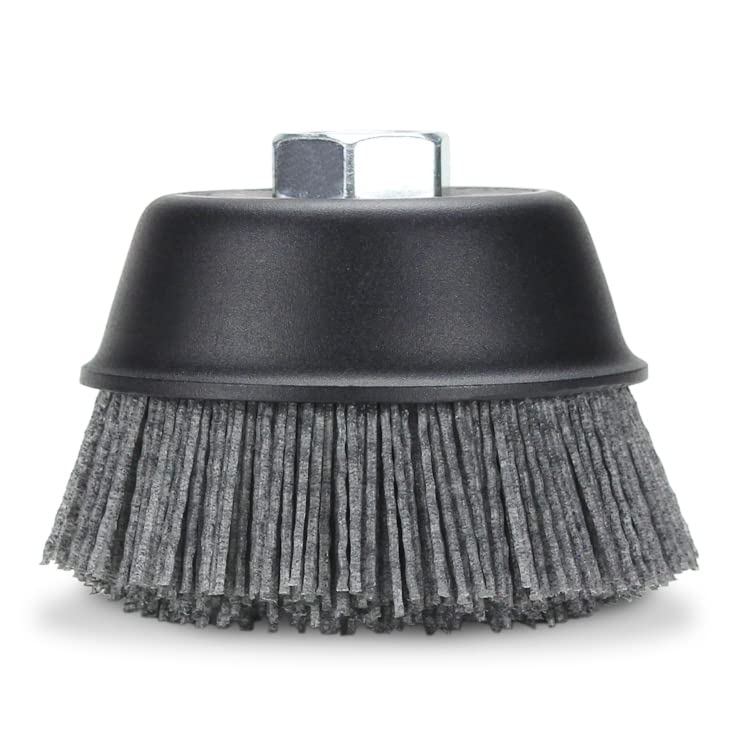 BHA Cepillo de cerdas de nailon con filamentos abrasivos de 4 pulgadas, eje de amenaza 58-11, gris (grano 80)