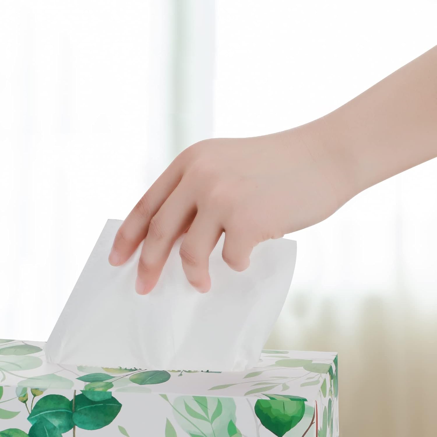 Paquete de 12 cajas de pañuelos faciales suaves a granel, caja de 2 capas, hojas de eucalipto verdes, cajas de pañuelos faciales lisas, caja plana
