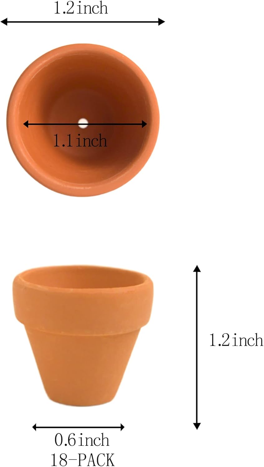 Mini macetas de terracota con agujeros de drenaje, maceta de cactus suculenta de 1.2 pulgadas, macetas pequeñas de arcilla para cactus pequeños
