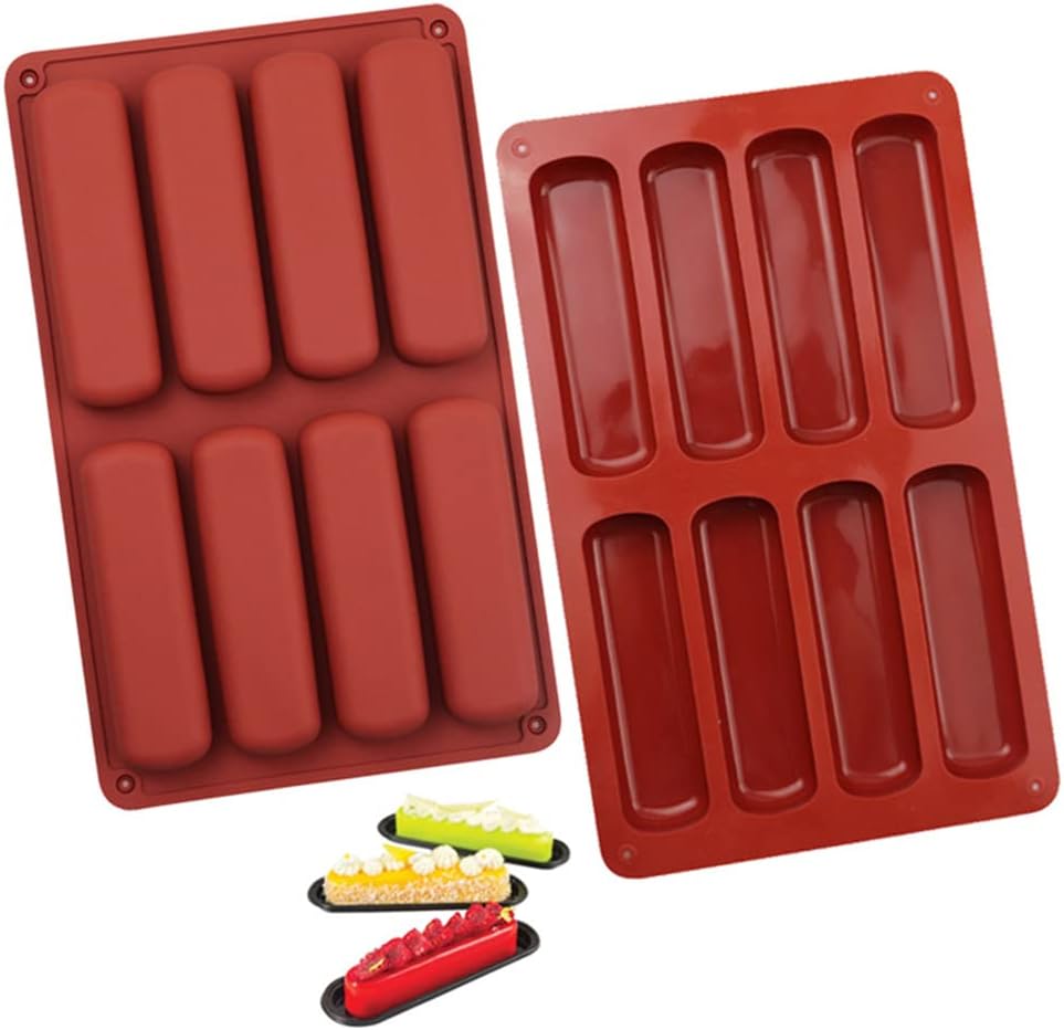 Molde de silicona para galletas de dedo, molde de barra de chocolate, molde antiadherente de silicona para pastel Twinkie, molde rectangular para