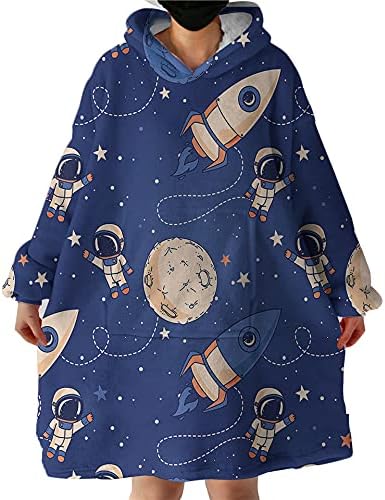 Sleepwish White Doodle Magic by Brizbazaar – Manta de gran tamaño con capucha y bolsillos profundos