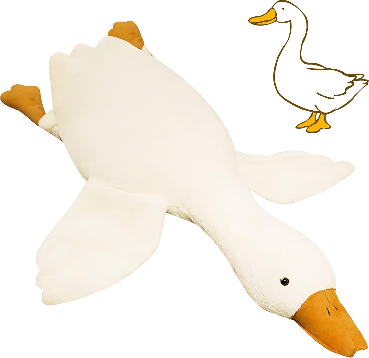 Peluche de ganso de 35.4 pulgadas, suave pato de peluche, cisne gigante blanco, almohada para dormir para niñas y niños (blanco, 35.4 pulgadas)