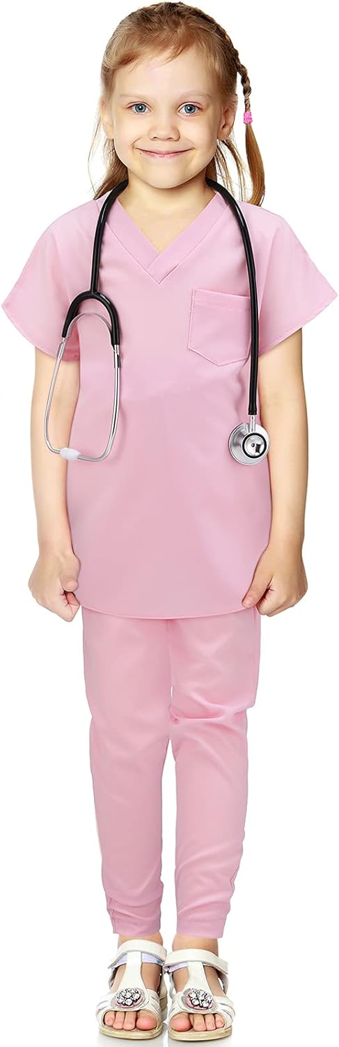 Zhanmai Conjunto de uniforme médico, disfraz de juego de simulación con juguete de juego de rol para Halloween